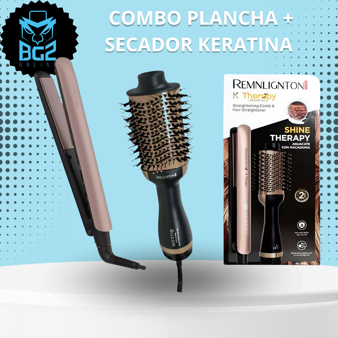 COMBO PLANCHA + SECADOR KERATINA
